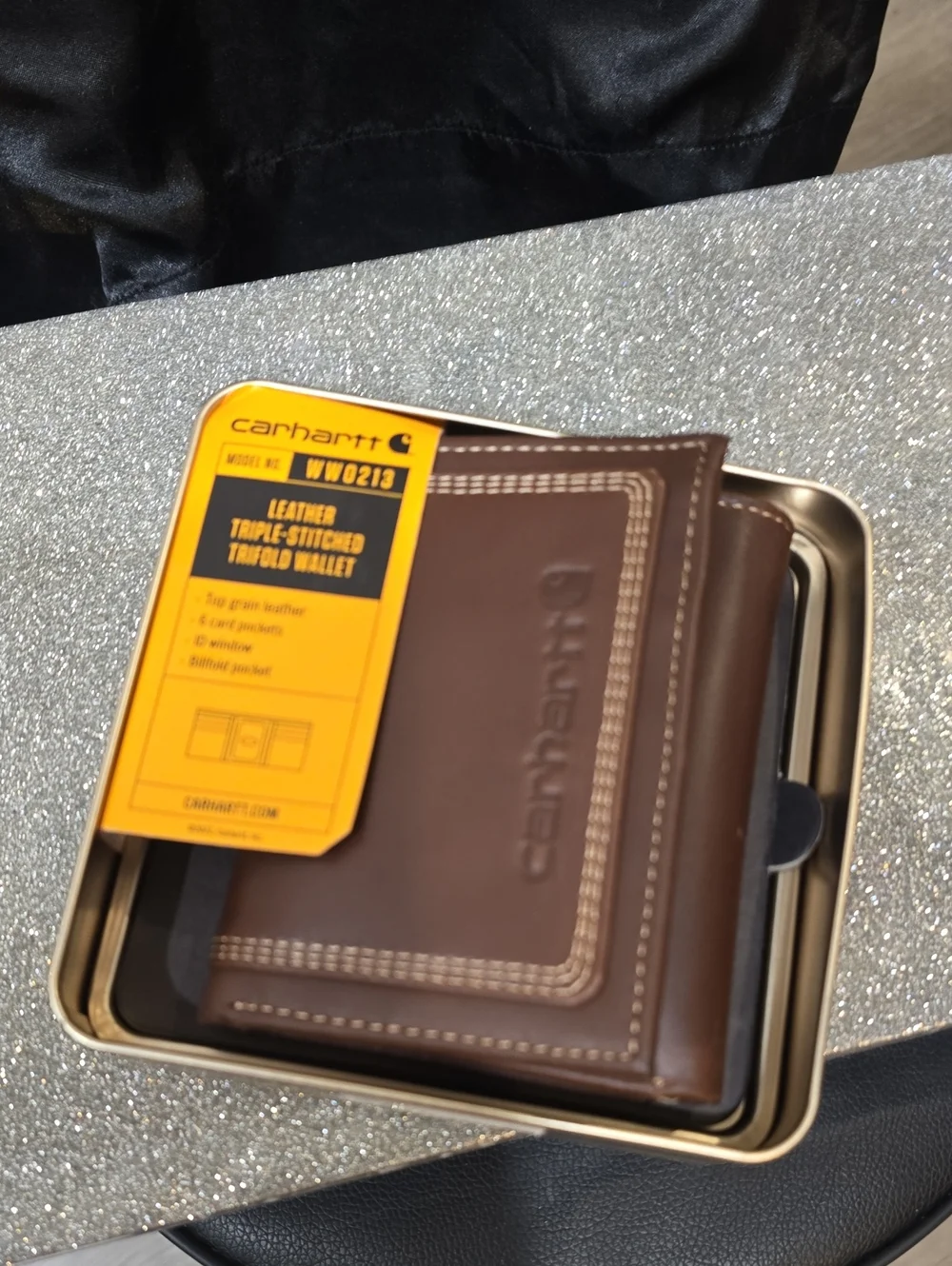 Carhartt Leather Triple-Stitched Passcase Wallet- Dark Brown